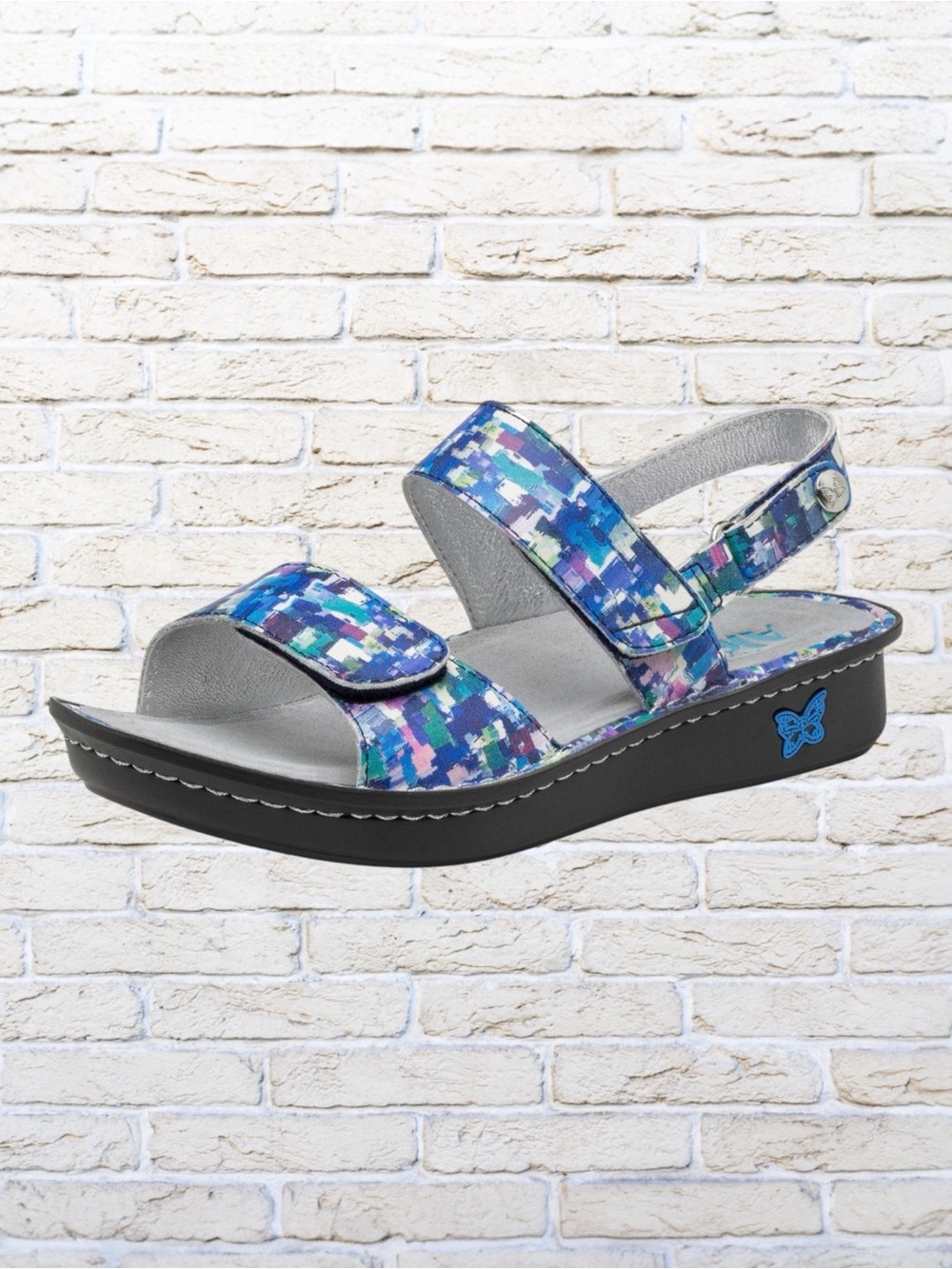 Alegria Verona Sandal - Adjustable Comfort Sandals - Blue Multi Colored - Sz 40